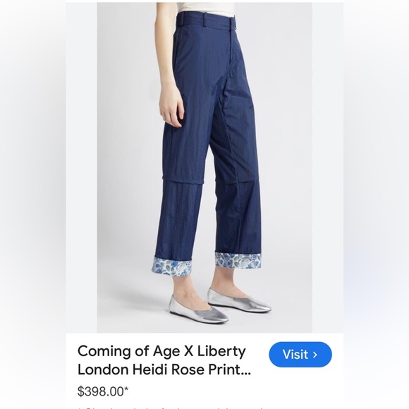 Coming of Age X Liberty London NWOT Navy/Heidi Rose Print Cuff Pants - Small - Picture 14 of 14